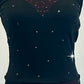 Custom Black & Shimmery Burgundy Mock Neck Leotard with Attached Skirt - Rhinestones