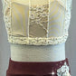 Ivory Lace and Mesh Bra Top with Maroon Cotton Pants