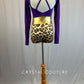 Deep Purple Mock Neck Leotard with Belt and Cheetah Print Trunks - Rhinestones