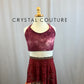 Custom Maroon and Dusty Rose Floral Skirt and Crop Top Three Piece Set