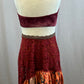 Custom Maroon and Dusty Rose Floral Skirt and Crop Top Three Piece Set