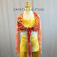 Custom Yellow and Pink Long Sleeve and Pants Three-Piece Set
