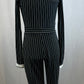 Custom Black and White Pinstripe Leotard and Pants Set