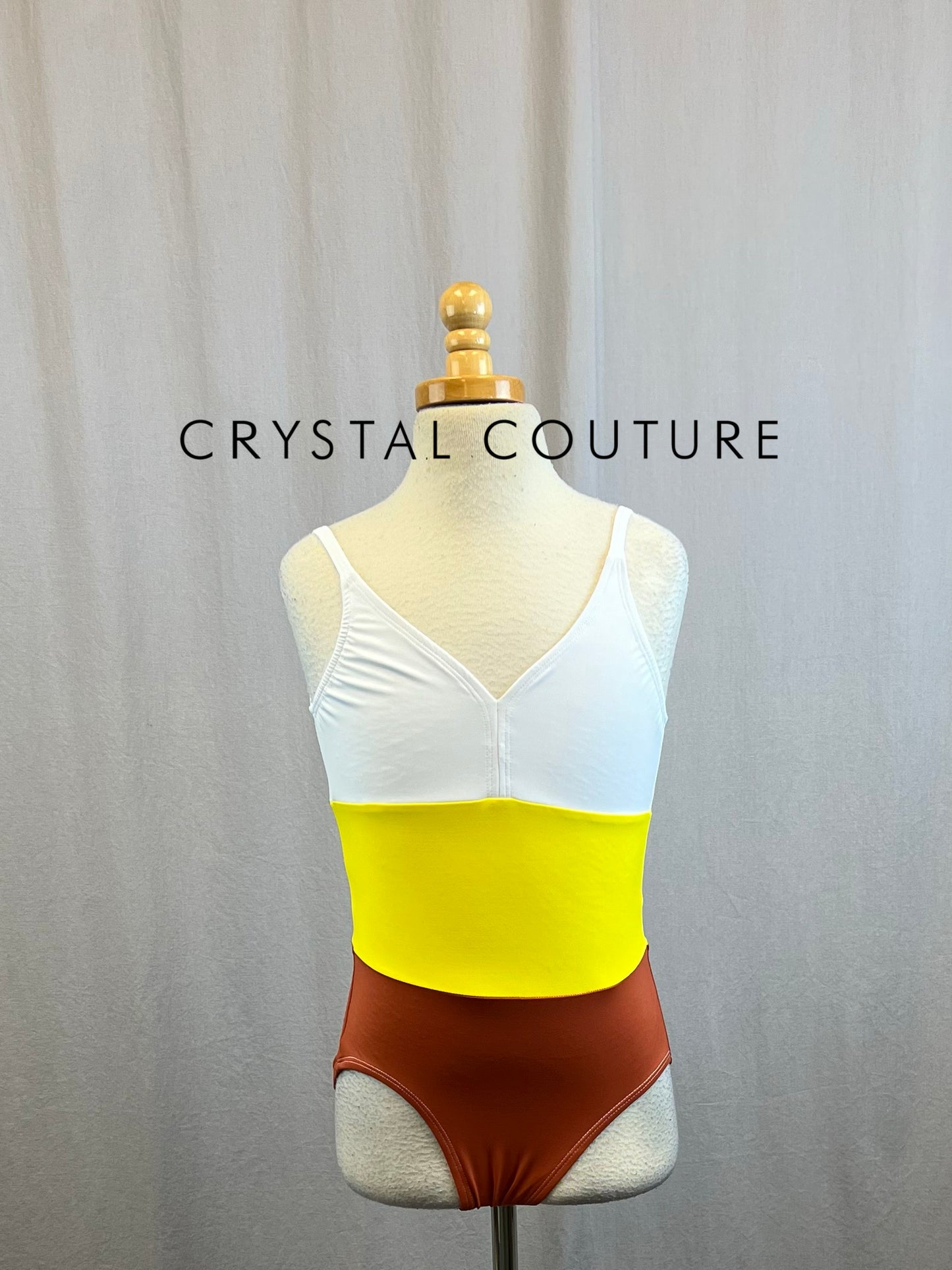 White, Yellow and Orange Color Block Leotard