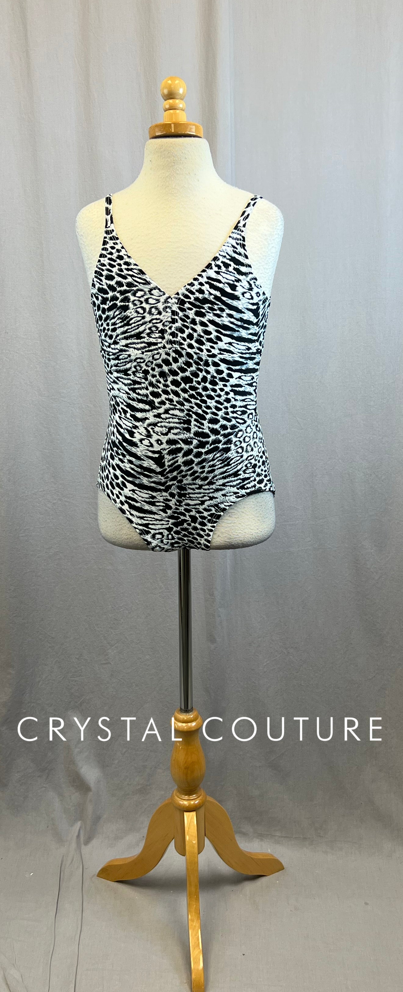 Black, White and Gray Leopard Print Leotard