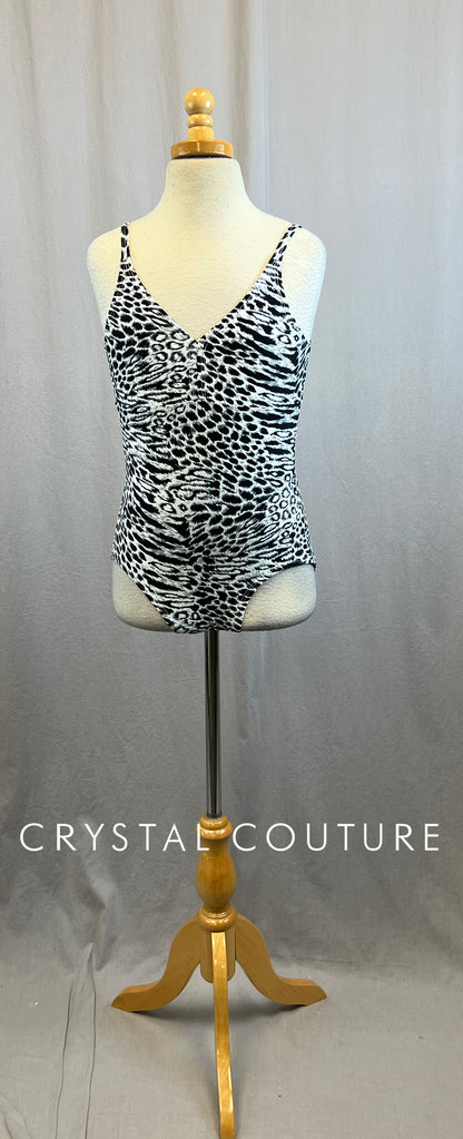Black, White and Gray Leopard Print Leotard