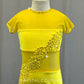 Yellow Leotard with Chiffon Mesh Cutouts