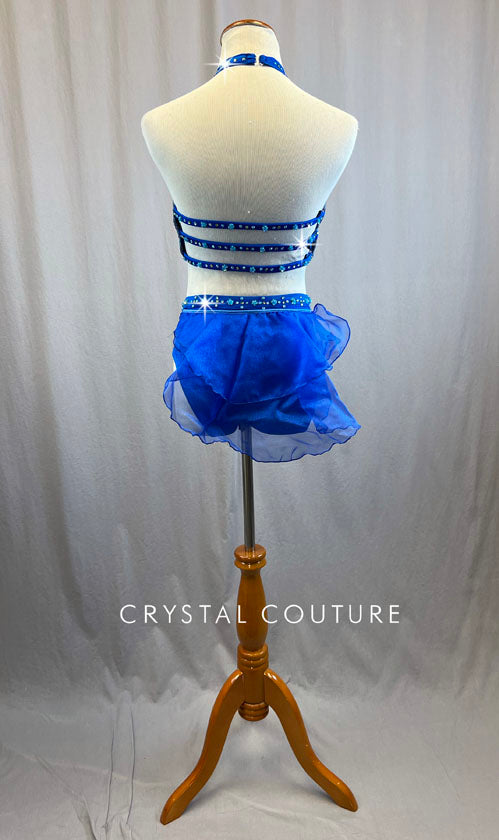 Royal and Light Blue Sequin Halter Top and Beaded Briefs