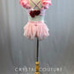 Baby Pink Leotard With Ruffle Sleeves and Cutouts- Rhinestones