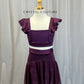 Plum Two-Piece with Mesh Skirt and Ruffle Top