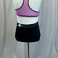 Black and Mauve Lycra and Mesh Top and Briefs Two-Piece Set - Rhinestone