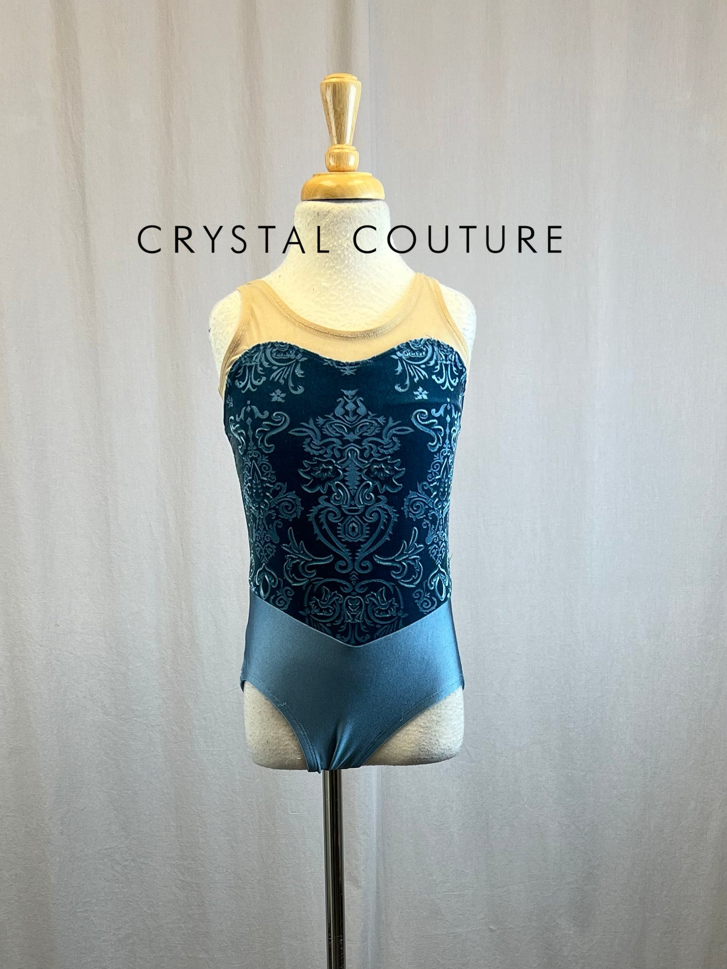 Custom Steel Blue Lycra and Velvet Leotard