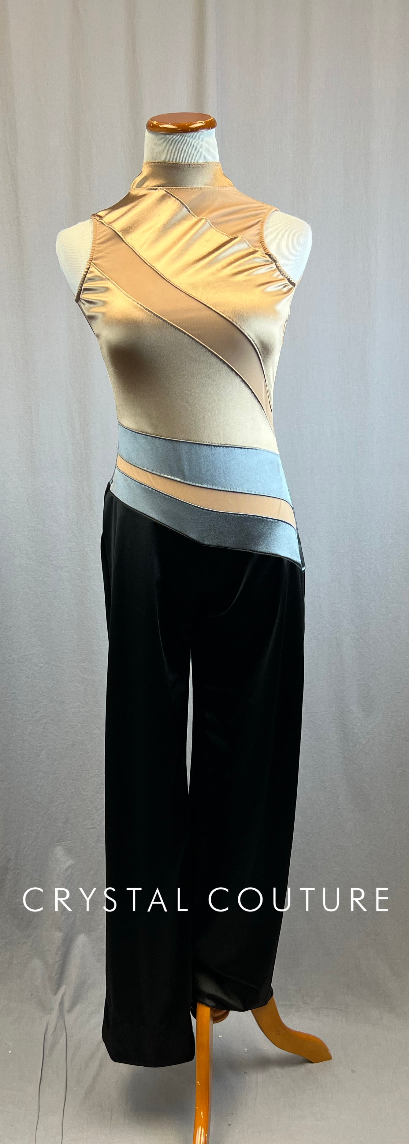 Custom Gold, Gray, and Black Mock Neck Unitard