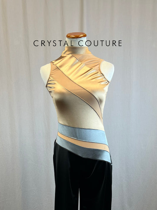 Custom Gold, Gray, and Black Mock Neck Unitard