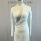 Custom White and Silver Long Sleeve Mesh Dress -Rhinestones