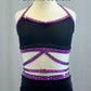 Black Lycra Two Piece With Purple Trim and Straps