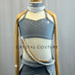 Grey Lycra Two Piece with Nude Mesh and Pearls