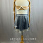 Grey Lycra Two Piece with Nude Mesh and Pearls