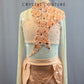 Peach Lycra Three Piece With Ivory Mesh Top