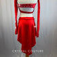 Red Lace Two Piece With Lycra High Low Skirt