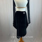 Black Criss Cross Wrap Top and Attached High Low Velvet Skirt