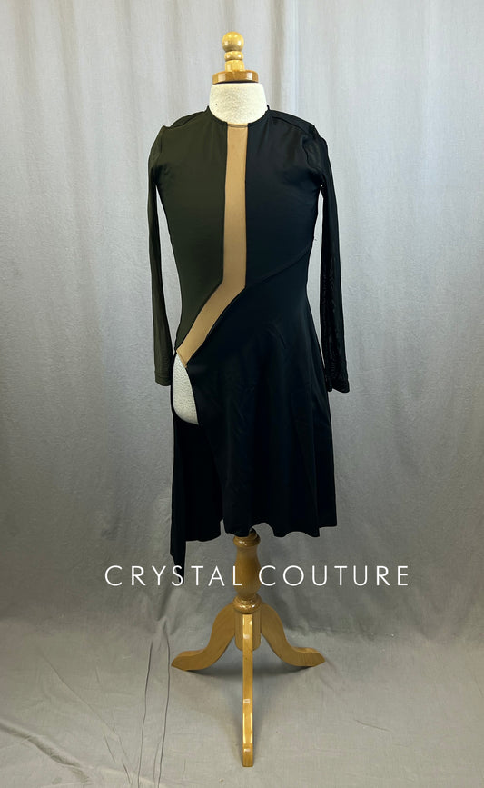 Forest Green and Black Color Block Dress