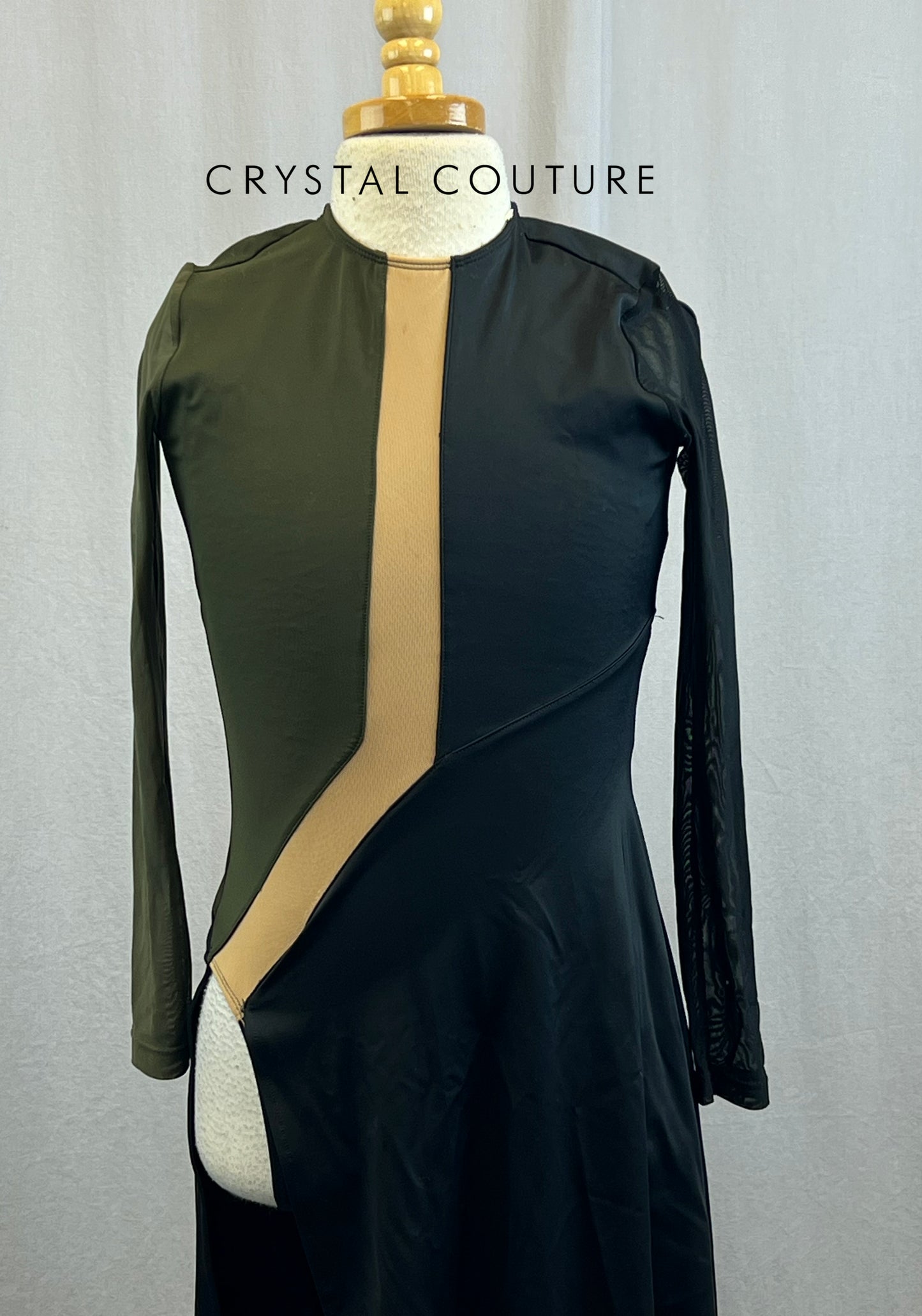 Forest Green and Black Color Block Dress Crystal Couture Forest Green and Black Color Block Dress Crystal Couture