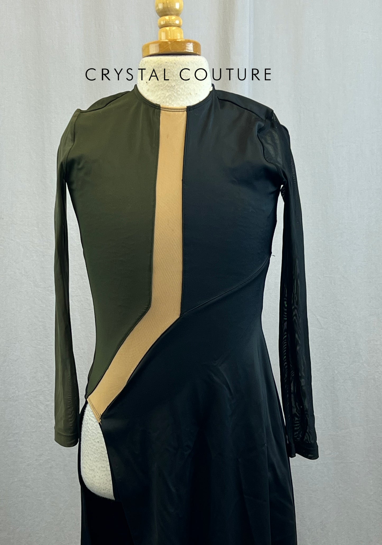 Forest Green and Black Color Block Dress