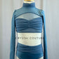 Grey Blue Lycra and Chiffon Two Piece