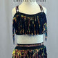 Black and Multicolored Sequin Fringe Two Piece