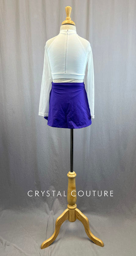 White Crop Top with Purple Skirt