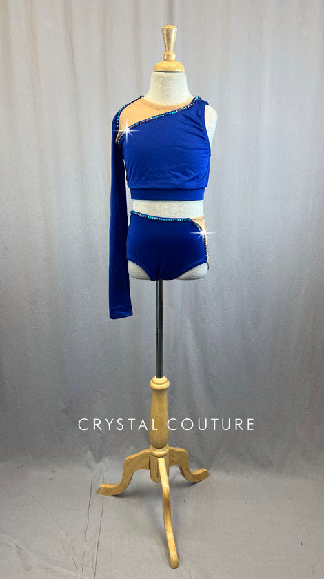 Royal Blue Two Piece Asymmetrical Top and Briefs