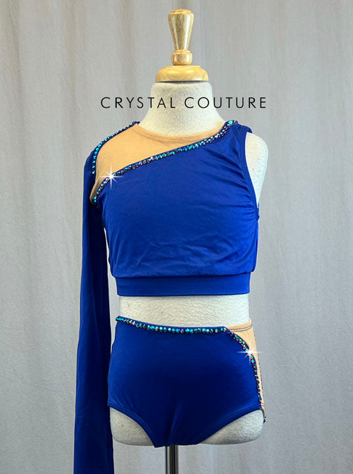 Royal Blue Two Piece Asymmetrical Top and Briefs