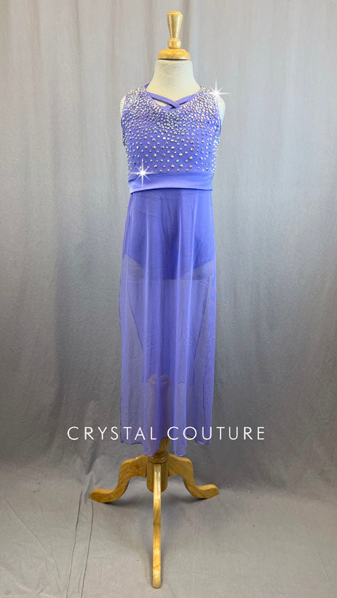 Lavender Tunic Style Lyrical Dress with Rhinestones