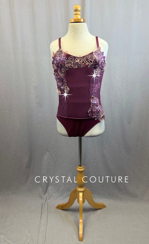 Custom Plum Corset with Appliques and Matching Briefs