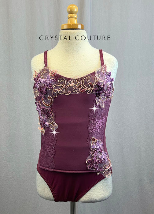 Custom Plum Corset with Appliques and Matching Briefs