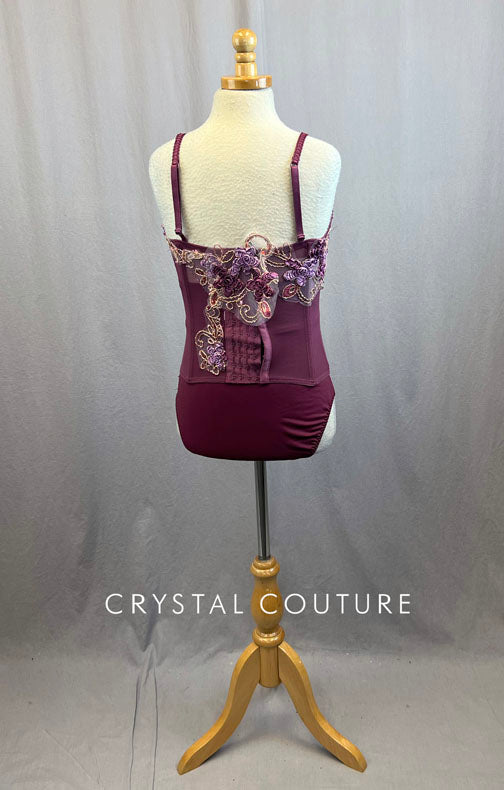 Custom Plum Corset with Appliques and Matching Briefs