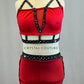 Custom Red and Black Lycra Two Piece With Sheer Pants