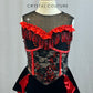 Custom Black and Red Leotard with Lace Sequins and Red Piping