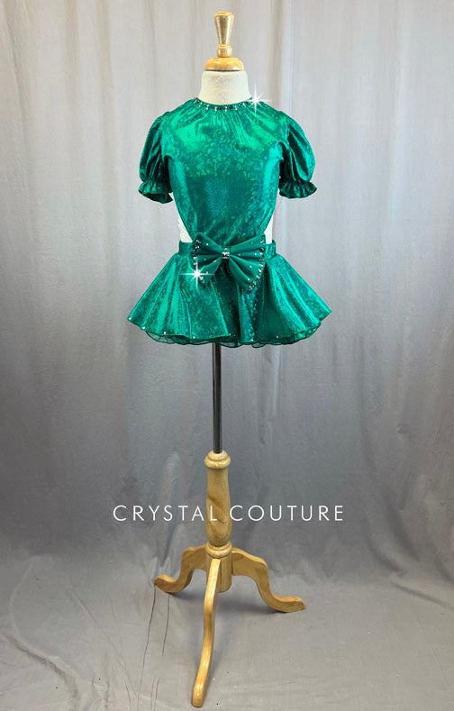 Custom Green Sparkle Lycra Backless Dress