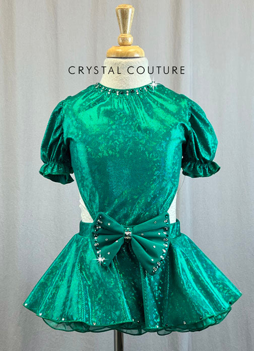 Custom Green Sparkle Lycra Backless Dress