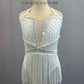 Custom White Halter Leotard With Fringe Skirt and Rhinestones