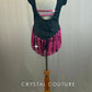 Custom Black and Fucshia Leotard With Fringe and Rhinestones