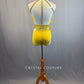 Custom Mustard Yellow Halter Leotard with Rhinestones