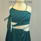 Forest Green Satin Lycra Grecian Look Lyrical Two Piece Dress