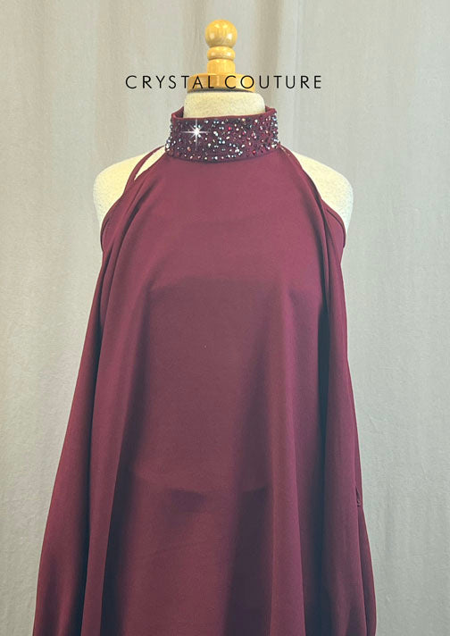 Custom Maroon Tunic With Rhinestones and Built In Maroon Lycra Unitard