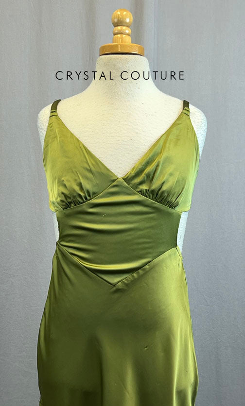 Moss Green Silk Dress With Lycra Shorts