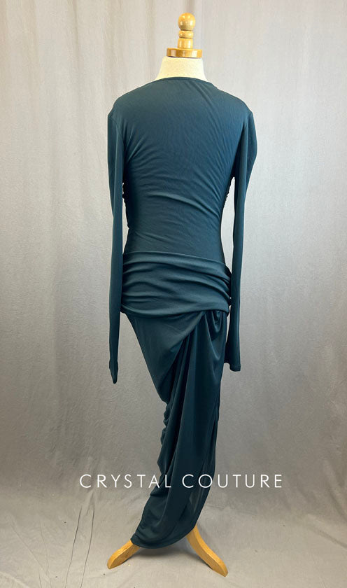 Teal Blue Green Long Dress With Fabric Knots