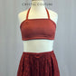 Custom Rust Lycra Halter Bra and Lace Skirt