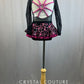 Custom Pink and Black Spiderweb Top and Skirt with Mesh and Rhinestones